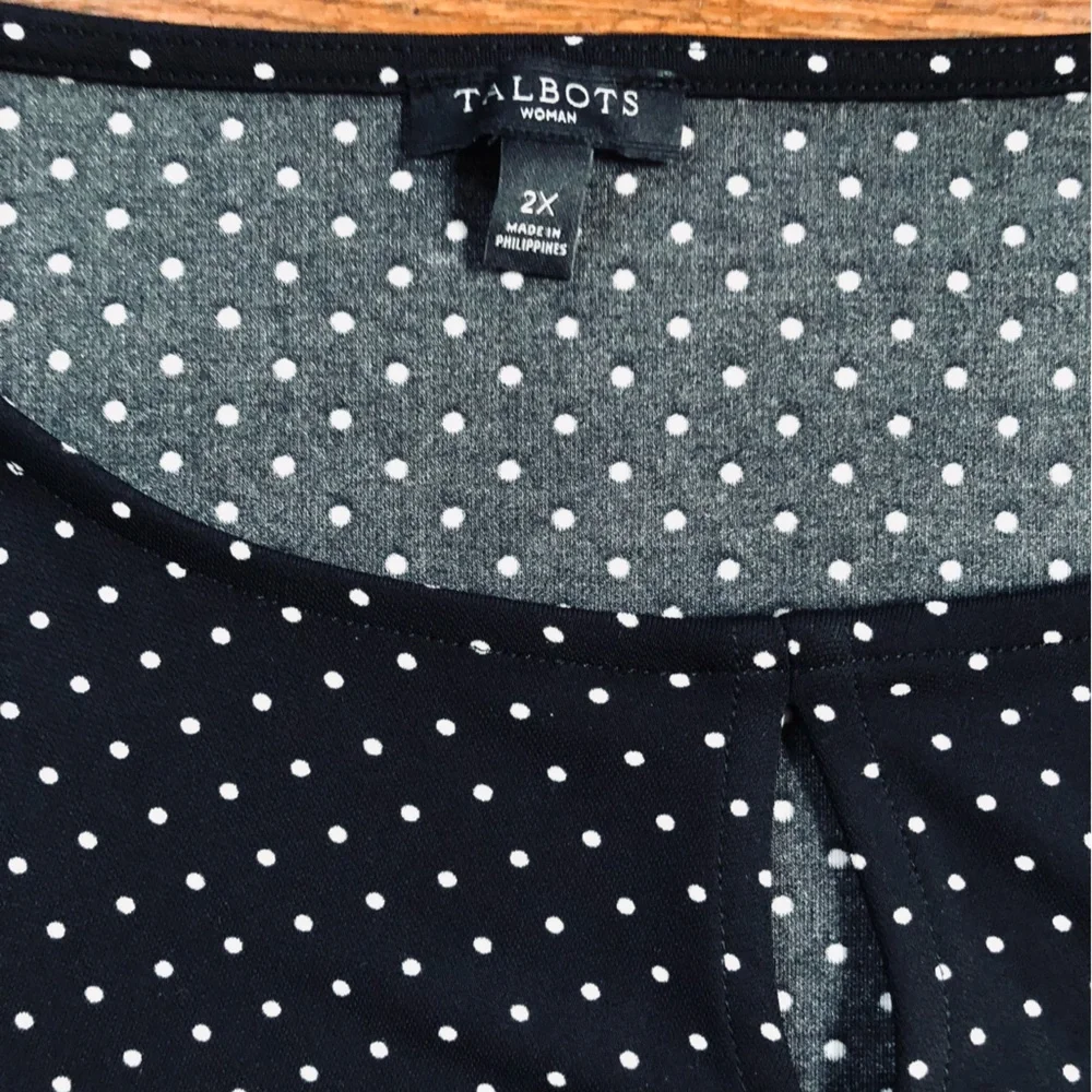 Talbots Black Faux Wrap Polka Dot Career Dress - Picture 4 of 4